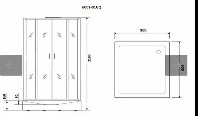 Душевая кабина KABINKA.KZ NG-6001-01GQ , 210х90 см, низкий поддон