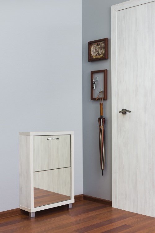 Тумба для обуви АЙРОН 55x19x74 см, ЛДСП, зеркало