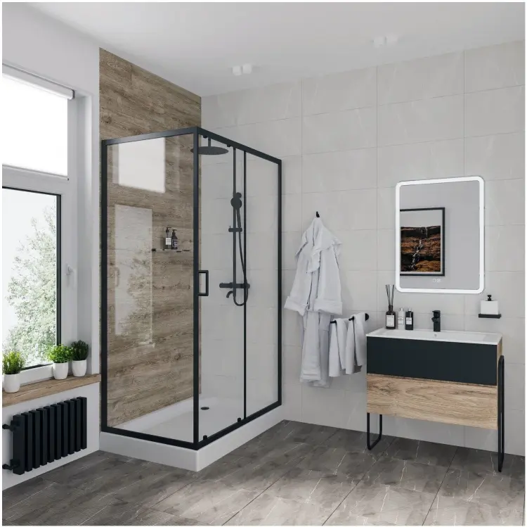 Душевое ограждение Niagara двухстенное NG-6812-08 BLACK , 1200х1950 мм
