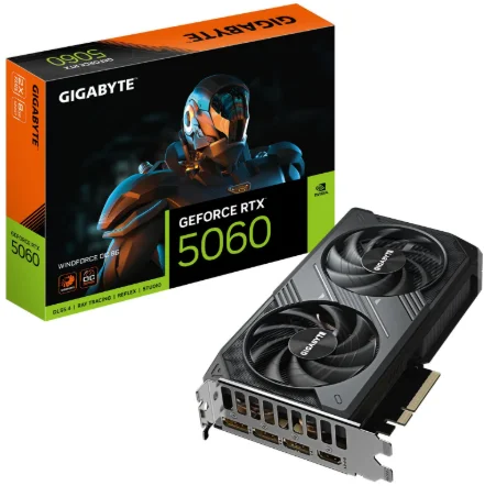 Видеокарта GIGABYTE RTX5060 WINDFORCE OC 8G GV-N5060WF2OC-8GD Black купить,0