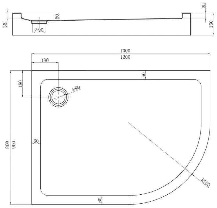 Душевой поддон Veconi TZ55L Арт. TZ55L-10080-C5 100x80 средний купить,NaN