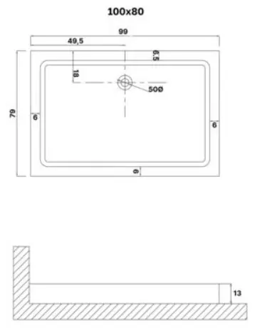 Душевой поддон KABINKA.KZ NG-P1080-14Q 100x80 низкий