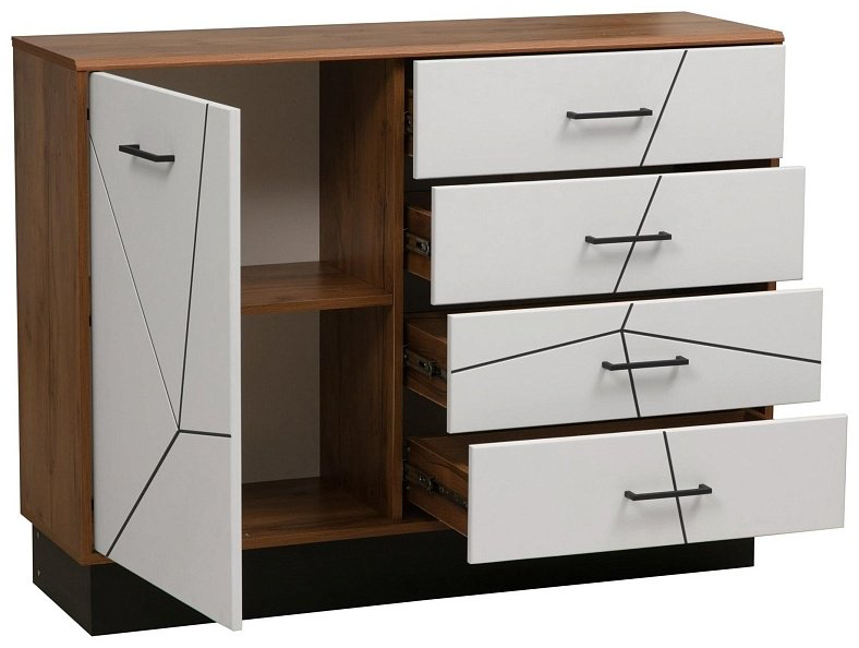 Комод Седьмое небо Гамма, 120x36x91 см, белый, коричневый купить,NaN
