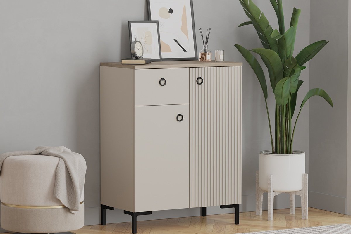 Комод BRW Брест Доменика, 70x41x93 см, серый, светло-коричневый - ForteMarket Комод BRW Брест Доменика, 70x41x93 см, серый, светло-коричневый купить,0