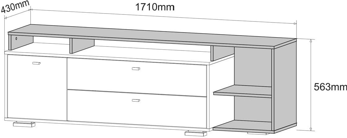 ТВ-тумба напольная ДСВ Ланс К202, 171x56x43 см, белый купить,0