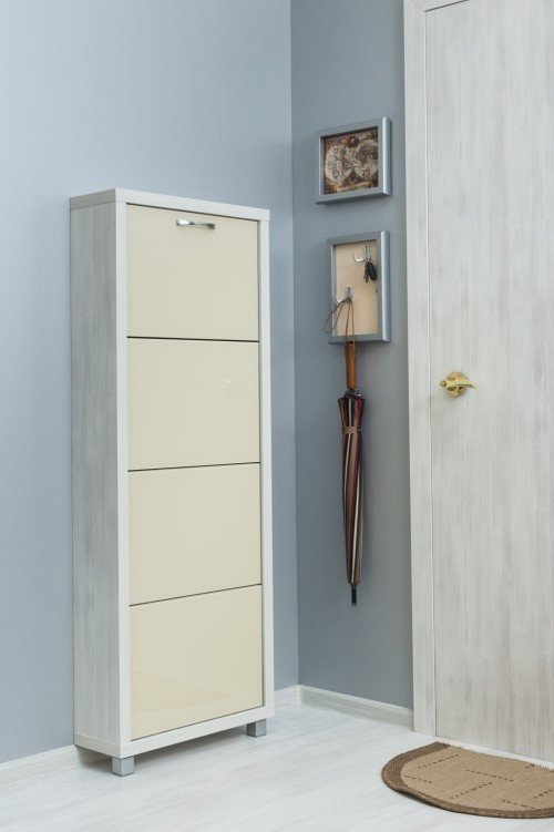 Тумба для обуви АЙРОН 55x19x141 см, ЛДСП, стекло