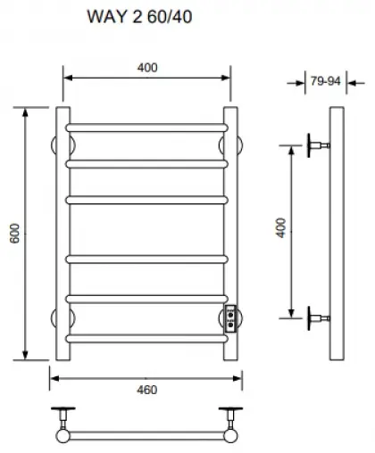 Полотенцесушитель электрический НИКА WAY-2 У , лесенка 40x60 см