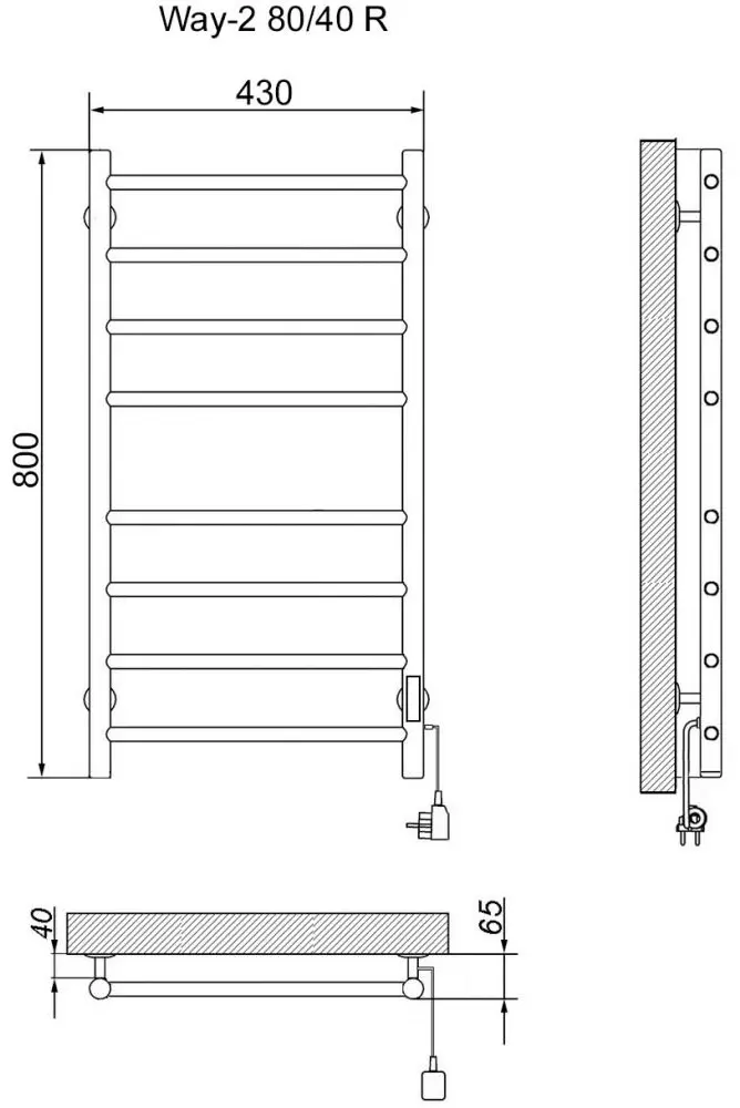 Полотенцесушитель электрический НИКА WAY-2 У , лесенка 40x80 см