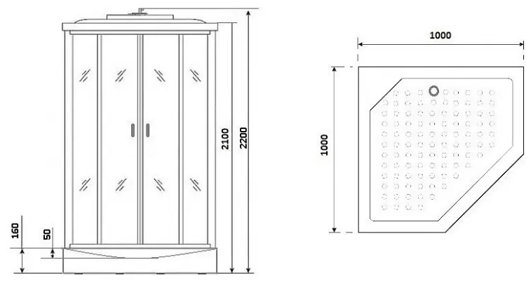 Душевая кабина Niagara NG-6002-01D, 220х100 см, низкий поддон