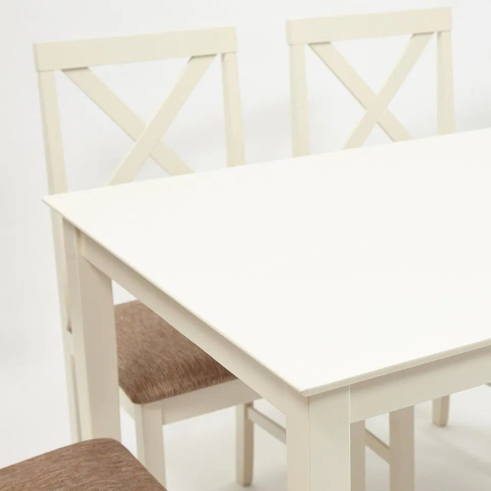 Комплект Tetchair Hudson Dining Set, стол 110х70 см &#43; 4 стула, слоновая кость купить,0