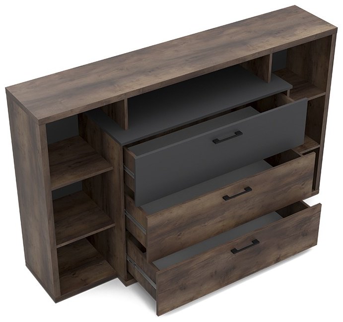 Комод MySTAR Вирджиния, 173.80x43.60x107.4 см, графит, темно-коричневый купить,0
