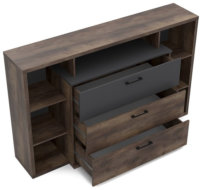 Комод MySTAR Вирджиния, 173.80x43.60x107.4 см, графит, темно-коричневый купить,NaN