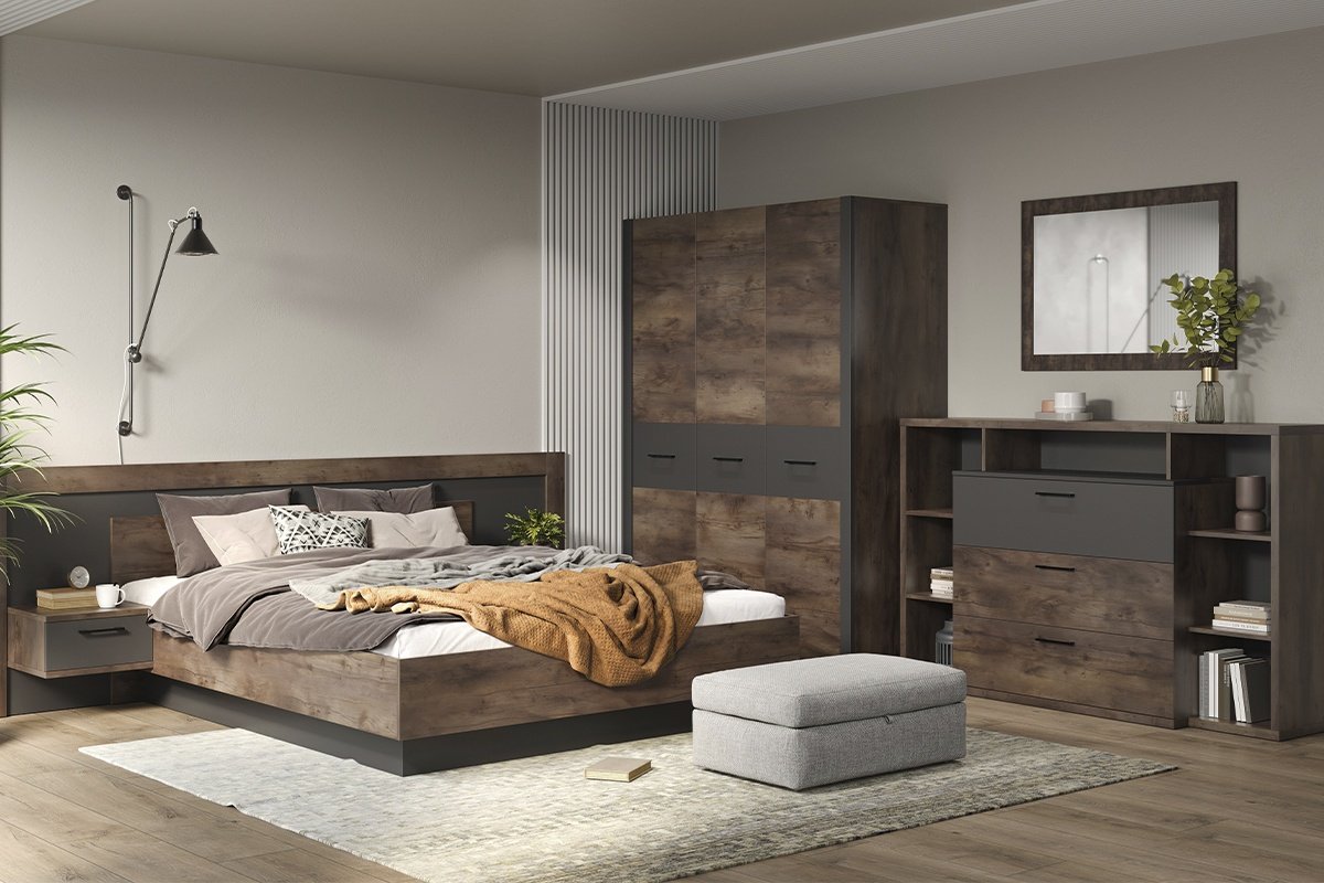 Комод MySTAR Вирджиния, 173.80x43.60x107.4 см, графит, темно-коричневый купить,0