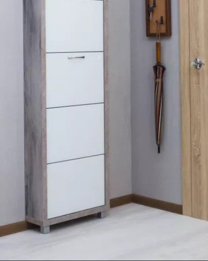 Тумба для обуви АЙРОН 55x19x141 см, ЛДСП, стекло