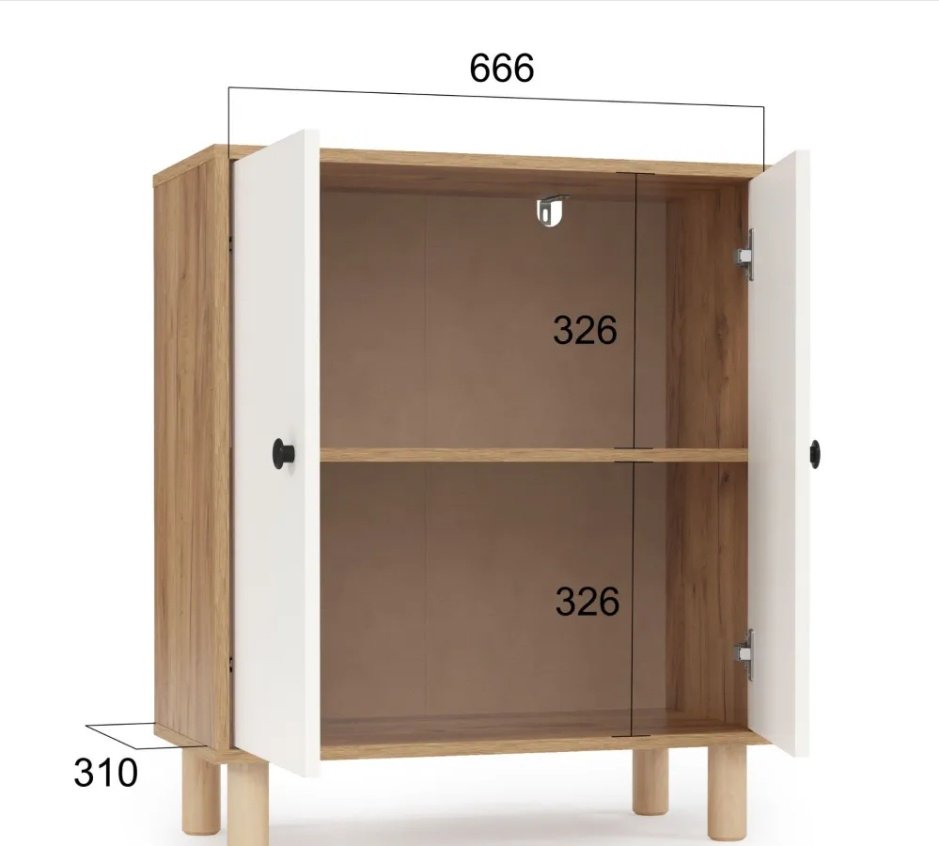 Комод Мебель Азии Норд 2Д, 70x35.30x82 см, белый, коричневый - ForteMarket Комод Мебель Азии Норд 2Д, 70x35.30x82 см, белый, коричневый купить,0
