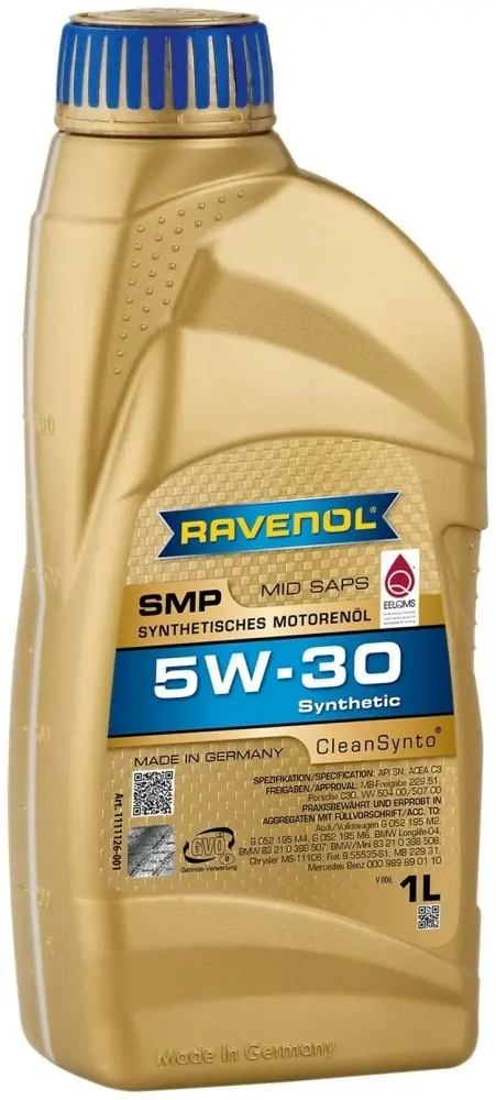 Моторное масло Синтетическое RAVENOL SMP 5W-30 1 л