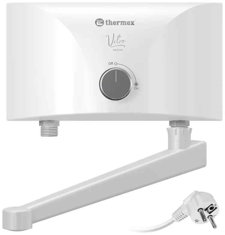 Водонагреватель проточный Thermex Vetro 3500 combi белый