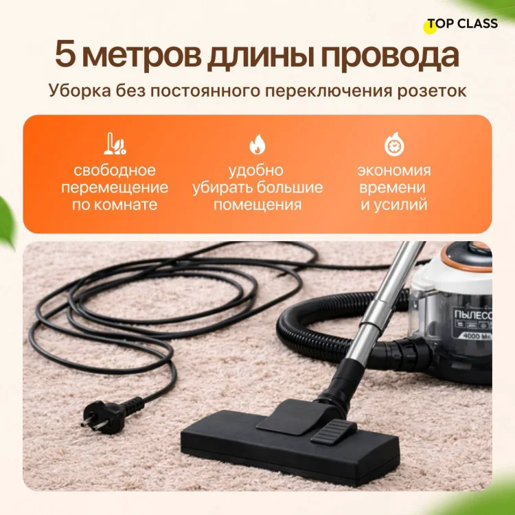Пылесос Top Class CR-M25 белый купить,NaN
