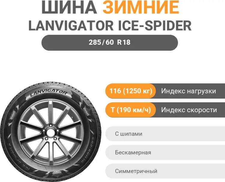 Lanvigator ICE-SPIDER II 285/60 R18 116 T с шипами купить,95200