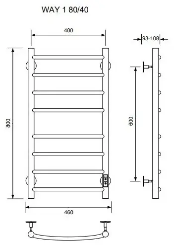 Полотенцесушитель электрический НИКА WAY-1 , лесенка 40x80 см