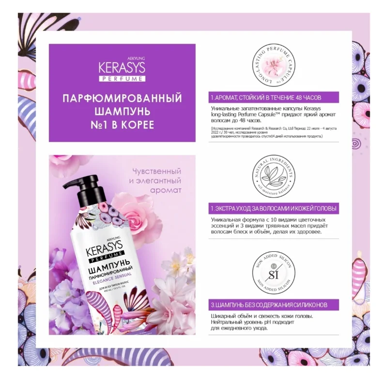 Шампунь Kerasys Elegance & Sensual фиалка 400мл купить,NaN