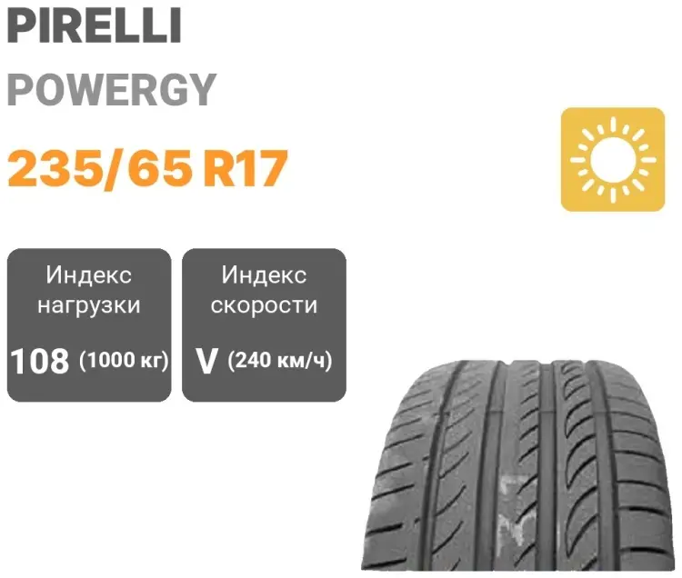 Pirelli Powergy 235/65 R17 108V купить,NaN