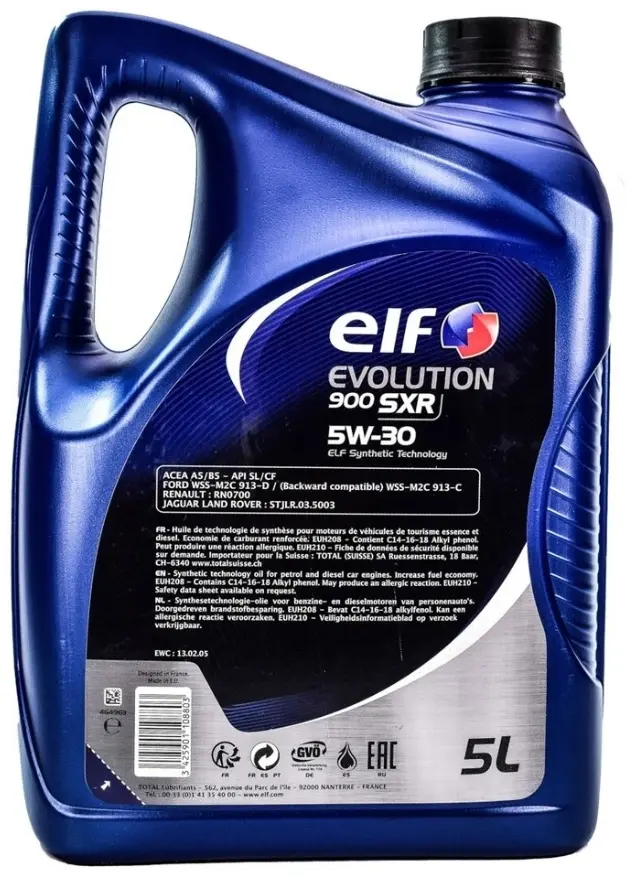Моторное масло Синтетическое ELF volution 900 SXR 5W-30 5 л купить,28300