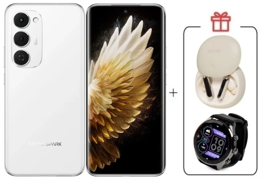 Смартфон Tecno Spark 40 Pro+ 8/256Gb Aurora White + подарок купить,NaN