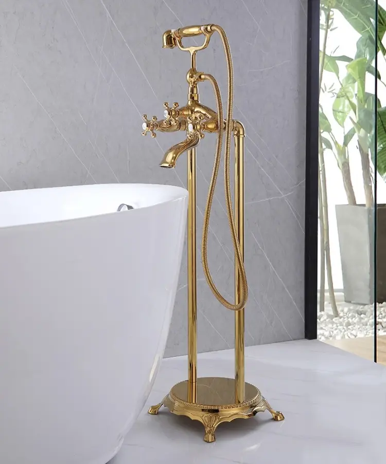Смеситель для ванны Abber Klassik AF8415G, двухзахватный напольный, золото купить,649900