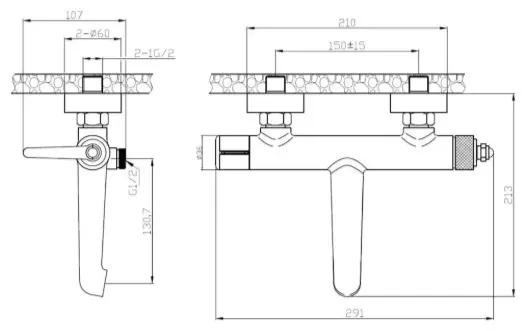 Смеситель для ванны ESKO Bangkok Gun metal BG54GM, латунь, цвет стальной