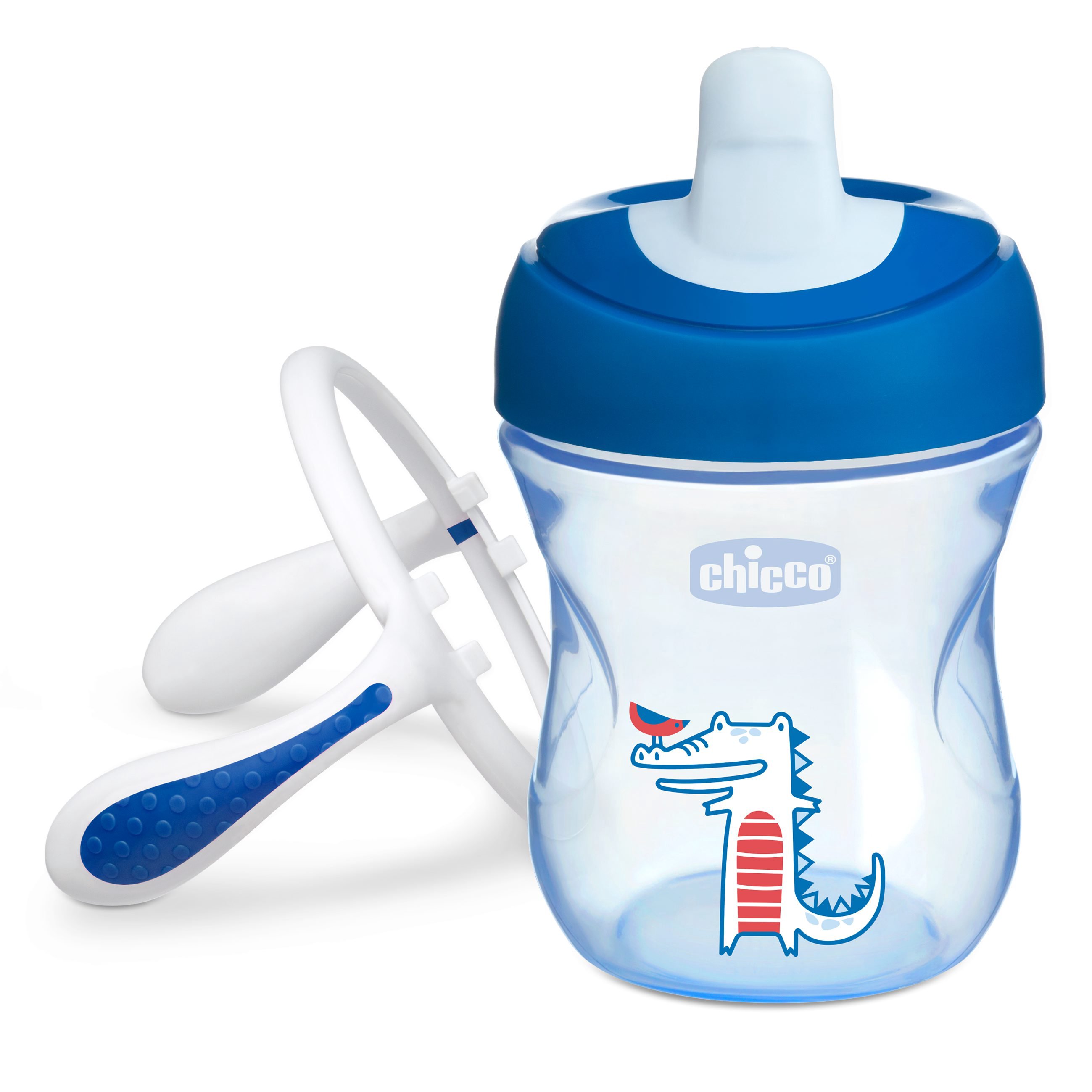 Поильник Chicco Training Cup Boy 6м+ синий купить,NaN