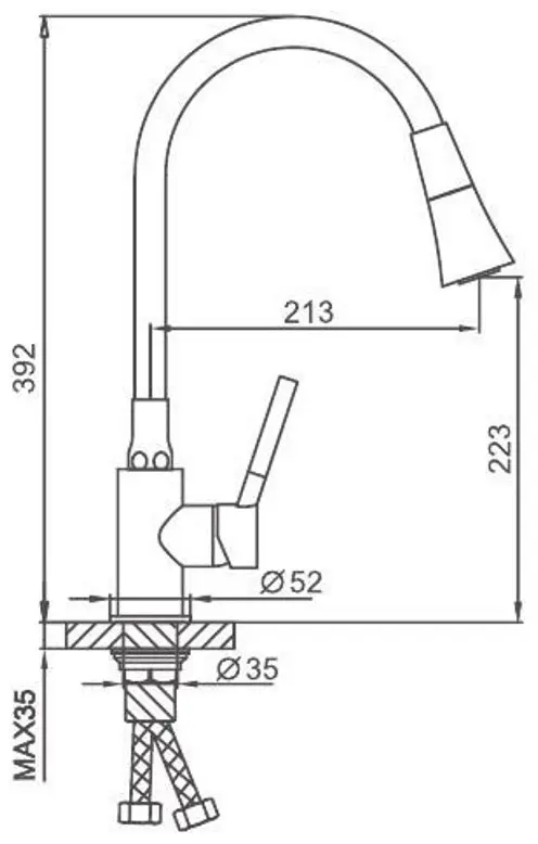 Смеситель с гибким изливом Frap F4044-6, латунь, цвет черный купить,23060