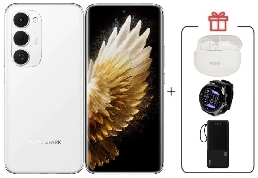 Смартфон Tecno Spark 40 Pro+ 8/256Gb Aurora White + подарок купить,NaN