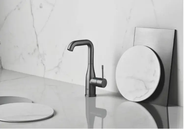 Смеситель однорычажный для раковины GROHE Essence, размер S, рычажный донный клапан, темный графит м купить,NaN
