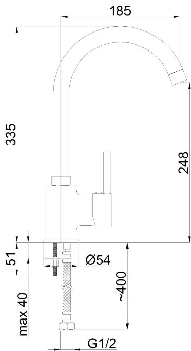 Смеситель для кухни (мойки) Rubineta Ultra-33 St U30058, однозахватный