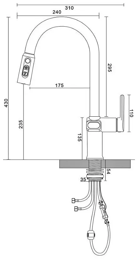 Смеситель для кухни ESKO K15GMLED, латунь, цвет стальной купить,123135