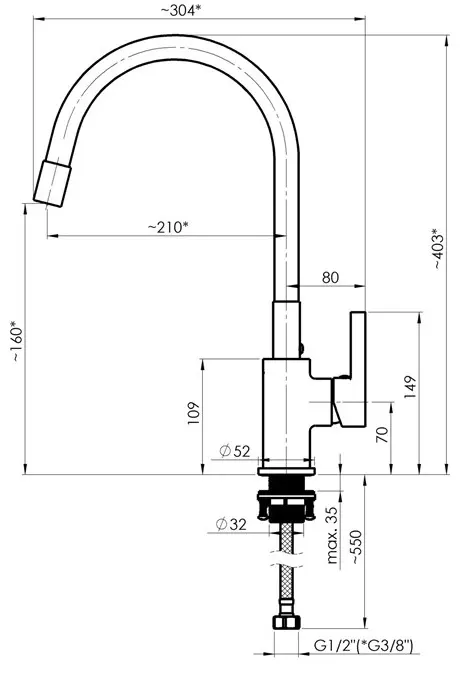 Смеситель Rubineta FL300DG8, латунь, цвет серый - ForteMarket Смеситель Rubineta FL300DG8, латунь, цвет серый купить,55100