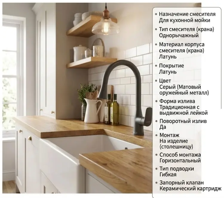 Смеситель BRAVAT F7460564BTC-ENG, латунь, цвет серый - ForteMarket Смеситель BRAVAT F7460564BTC-ENG, латунь, цвет серый купить,84980