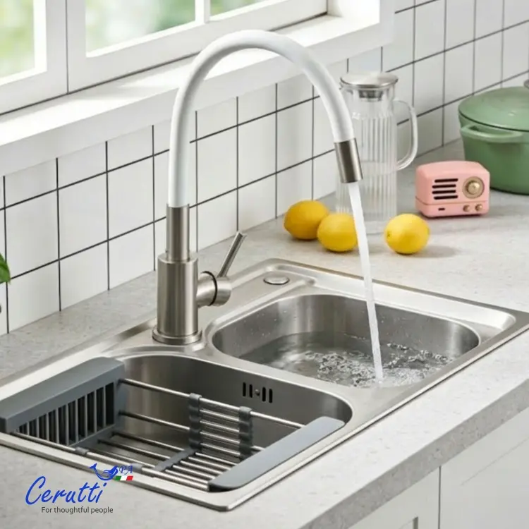 Смеситель Cerutti SPA CT12139, нержавеющая сталь, цвет белый купить,NaN