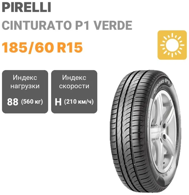 Pirelli Cinturato P1 Verde 185/60 R15 88H купить,NaN