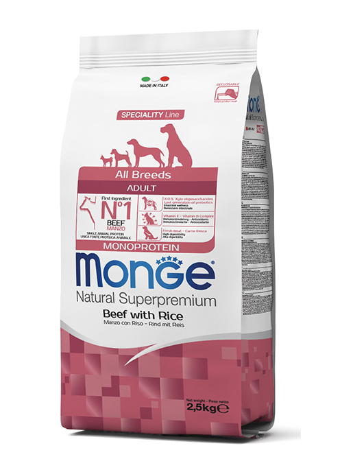 Сухой корм Monge All Breeds Adult с телятиной и рисом 2,5кг купить,NaN