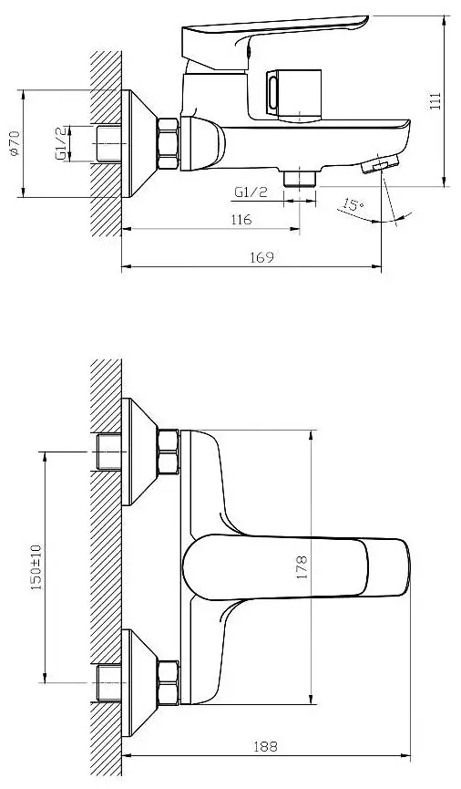 Смеситель для ванны ESKO Lagos LG54GM, латунь, цвет стальной