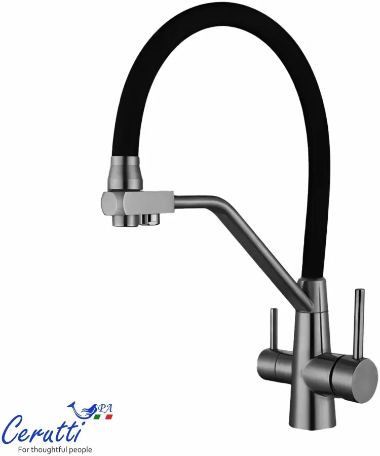 Смеситель Cerutti SPA CT12124, нержавеющая сталь, цвет серый