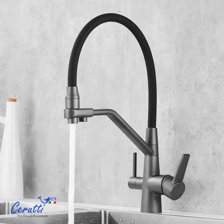 Смеситель Cerutti SPA CT12124, нержавеющая сталь, цвет серый