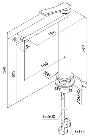 Смеситель IDDIS PARGM01i01, латунь, цвет графит