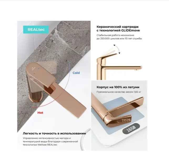Смеситель Wellsee 182309000, латунь, цвет золотистый - ForteMarket Смеситель Wellsee 182309000, латунь, цвет золотистый купить,211100