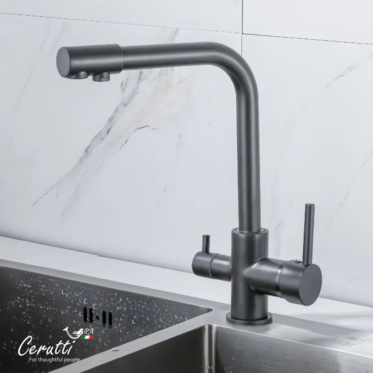 Смеситель Cerutti SPA CT12127, нержавеющая сталь, цвет серый