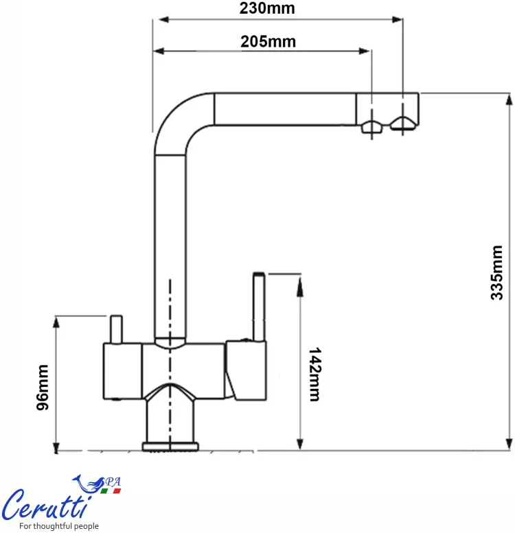 Смеситель Cerutti SPA CT12127, нержавеющая сталь, цвет серый