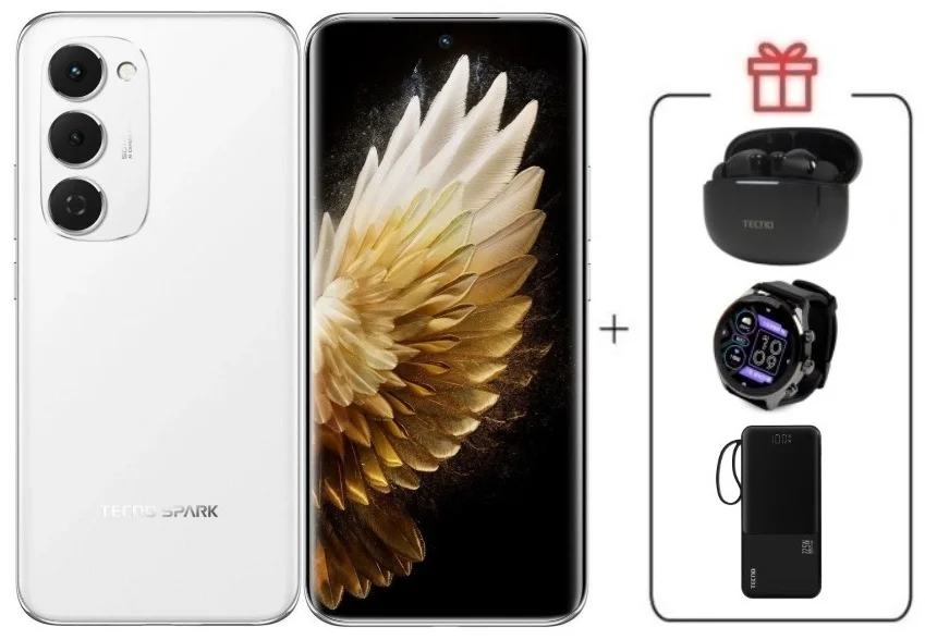 Смартфон Tecno Spark 40 Pro+ 8/256Gb Aurora White + подарок купить,NaN