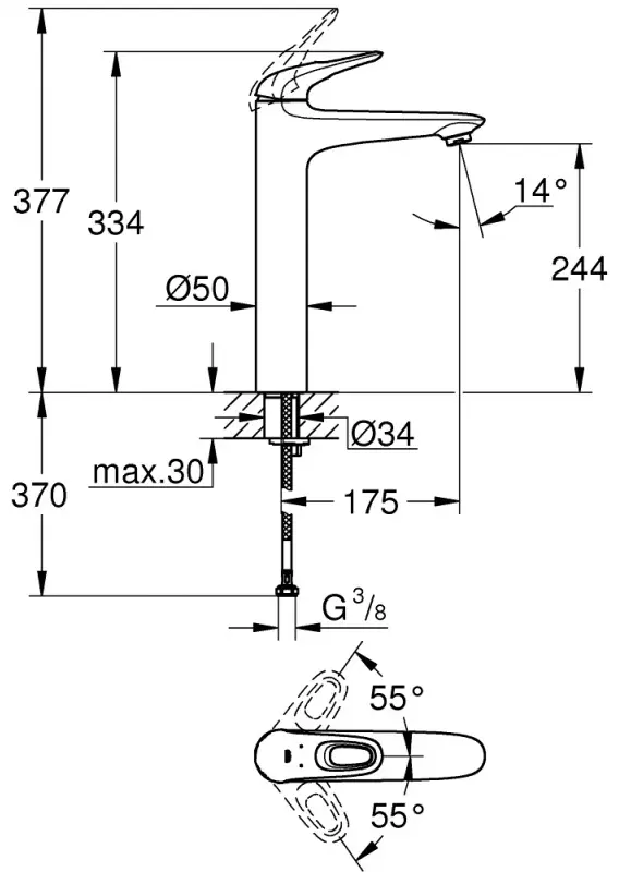 Смеситель для раковины (умывальника) Grohe Eurostyle, однозахватный купить,NaN